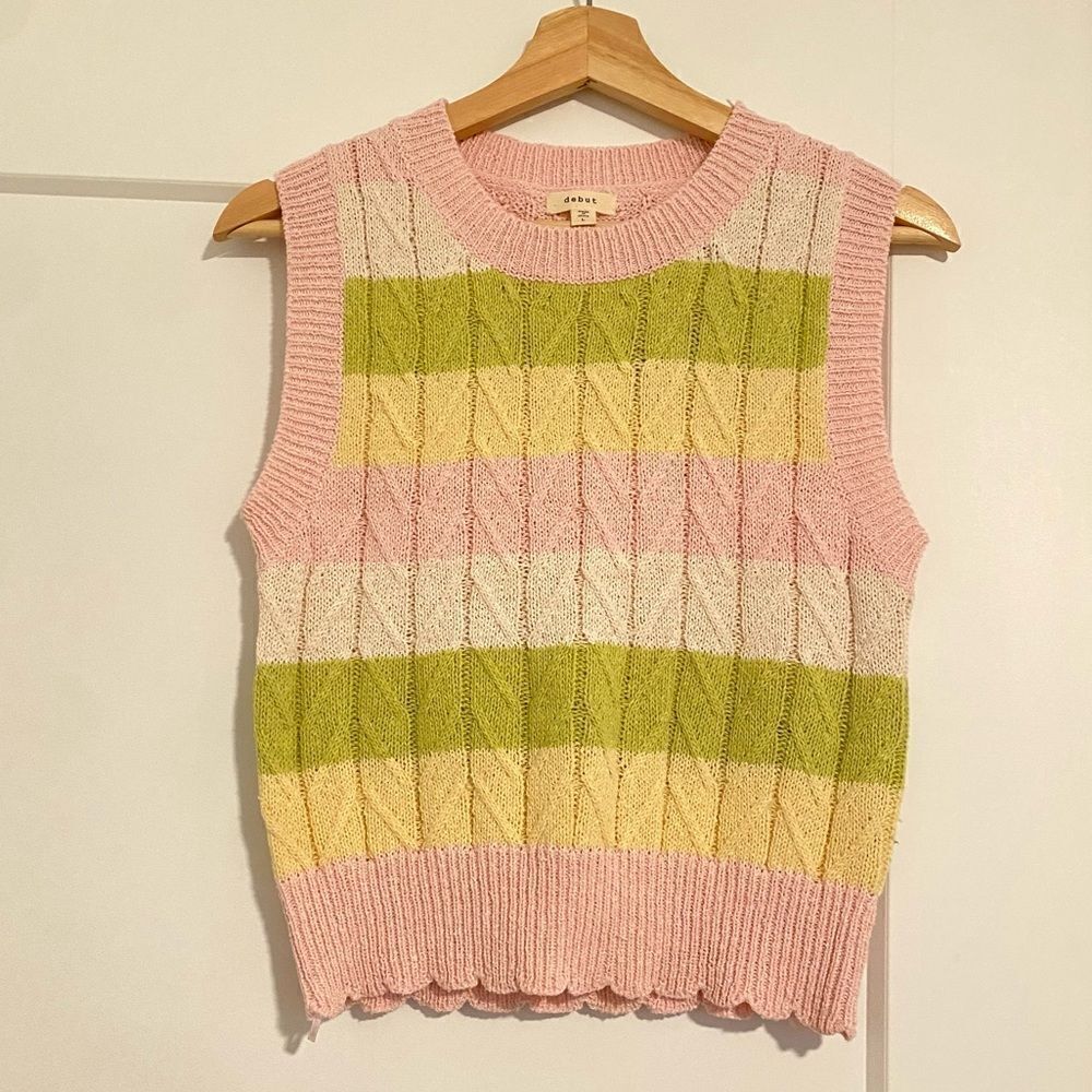 Debut Y2K Striped Pastel Streetwear Casual Minimalist Soft Vest Tank Top Shirt